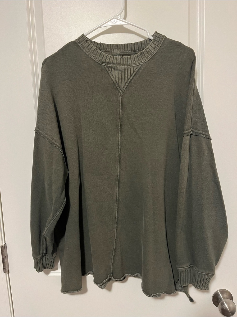 aerie Olive Green Oversized Crewneck Sweatshirt